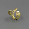 S925 Sterling Silver Hollow Abstract Lines Inlaid Pearl Open Ring