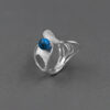 S925 Sterling Silver Hollow Abstract Lines Inlaid Pearl Open Ring