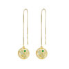 S925 Sterling Silver Inlaid Hetian Jade Bamboo Round Hollow Threader Earrings