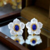 S925 Sterling Silver Inlaid Lapis Lazuli Shell Earrings