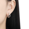S925 Sterling Silver Irregular Folded Matte Hollow Design Hoop Earrings