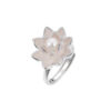 S925 Sterling Silver Lotus Inlaid Freshwater Pearl Open Ring