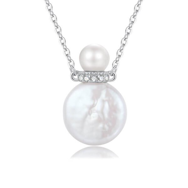 S925 Sterling Silver Original Baroque Pearl Zircon Necklace