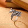 S925 Sterling Silver Retro Phoenix Open Ring