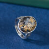 S925 Silver Vintage Geometric Oval Rutilated Quartz Open Ring