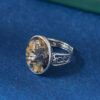 S925 Silver Vintage Geometric Oval Rutilated Quartz Open Ring