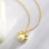 S925 Sterling Silver Cute Cat Claw Natural Pearl Necklace