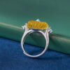 S925 Sterling Silver Flower Amber Beeswax Open Ring