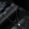 S925 Sterling Silver Original Heart-Shaped Moissanite Double-layer Clavicle Chain