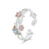 S925 Sterling Silver Original Romantic Sakura Butterfly Open Ring