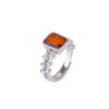 S925 Sterling Silver Blood Amber Vintage Open Ring