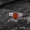 S925 Sterling Silver Blood Amber Vintage Open Ring