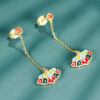 Original S925 Silver Cold Enamel Drop Glaze Butterfly Tassel Earrings