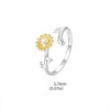 Original S925 Silver Gold Plated Sunflower Open Ring