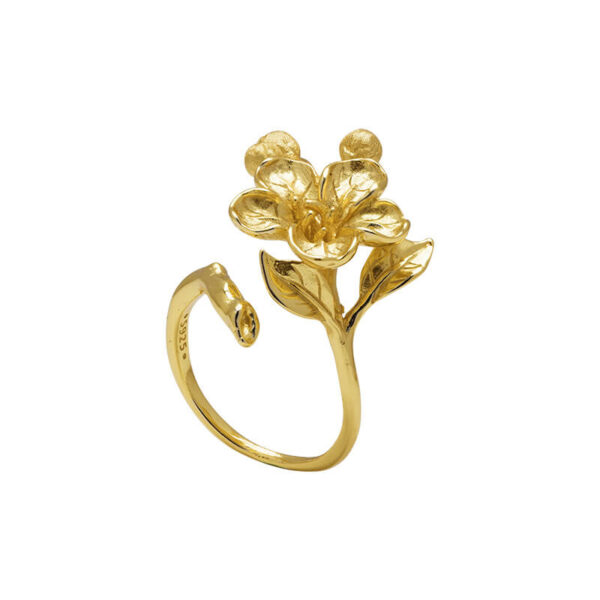 S925 Silver Original Design Begonia Flower Open Ring