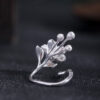 S925 Silver Original Design Begonia Flower Open Ring