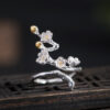 S925 Silver Original Design Hanfu Plum Blossom Branch Ring