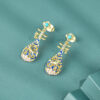 S925 Sterling Silver Natural Turquoise Pipa Earrings