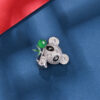 S925 Silver Inlaid Natural High Ice Chalcedony Panda Brooch
