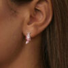 S925 Sterling Silver Original Pink Oil-drop Inlaid Opal Earrings