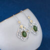 S925 Silver Geometric Window Jade Yellow Agate Earrings