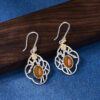 S925 Silver Geometric Window Jade Yellow Agate Earrings