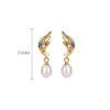 S925 Silver Gold-plated Freshwater Pearl Enamel Feather Earrings