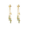 S925 Silver Gold-plated InlaiNatural Jade Bamboo Long Tassel Earrings