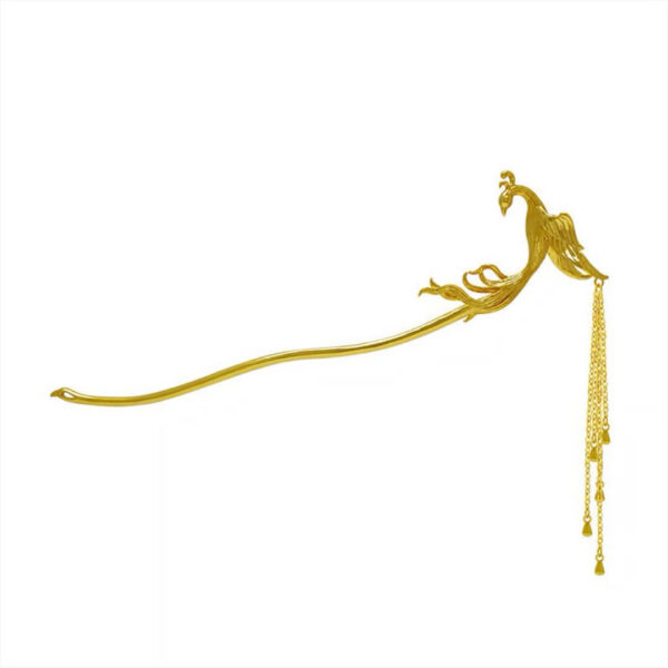 S925 Silver Original Gold-plated Phoenix Tassel Hairpin