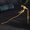 S925 Silver Original Gold-plated Phoenix Tassel Hairpin