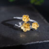 S925 Silver Original Gold-plated Plum Blossom Branch Open Ring