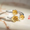 S925 Silver Original Gold-plated Plum Blossom Branch Open Ring