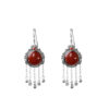 S925 Silver Retro Blood Amber Tassel Earrings