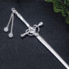 S925 Silver Retro Jade Tassel Sword Hairpin