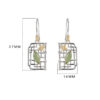 S925 Silver Square Hollow Window Flowers Yellow Agate Jade Bamboo Leaf Earrings