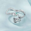 S925 Silver Vintage Rose Snake Open Ring