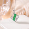 S925 Sterling Silver Chrysoprase Bamboo Leaf Hollow Four-leaf Clover Pendant