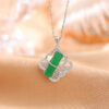 S925 Sterling Silver Chrysoprase Bamboo Leaf Hollow Four-leaf Clover Pendant