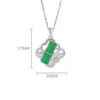 S925 Sterling Silver Chrysoprase Bamboo Leaf Hollow Four-leaf Clover Pendant