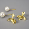 S925 Sterling Silver Four Leaf Flower Pearl Earrings