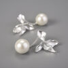 S925 Sterling Silver Four Leaf Flower Pearl Earrings