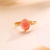 S925 Sterling Silver Gold-plated Agate Ring