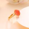 S925 Sterling Silver Gold-plated Agate Ring