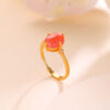 S925 Sterling Silver Gold-plated Agate Ring