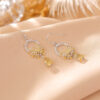 S925 Sterling Silver Gold-plated Citrine Bow Hollow Water Drop Earrings