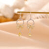 S925 Sterling Silver Gold-plated Citrine Bow Hollow Water Drop Earrings