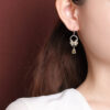 S925 Sterling Silver Gold-plated Citrine Bow Hollow Water Drop Earrings