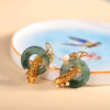 S925 Sterling Silver Gold-plated Goldfish Jade Pearl Earrings