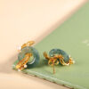 S925 Sterling Silver Gold-plated Goldfish Jade Pearl Earrings