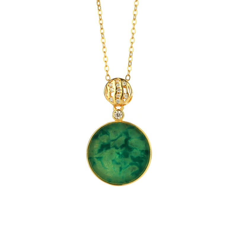 S925 Sterling Silver Gold-plated Jade Pendant